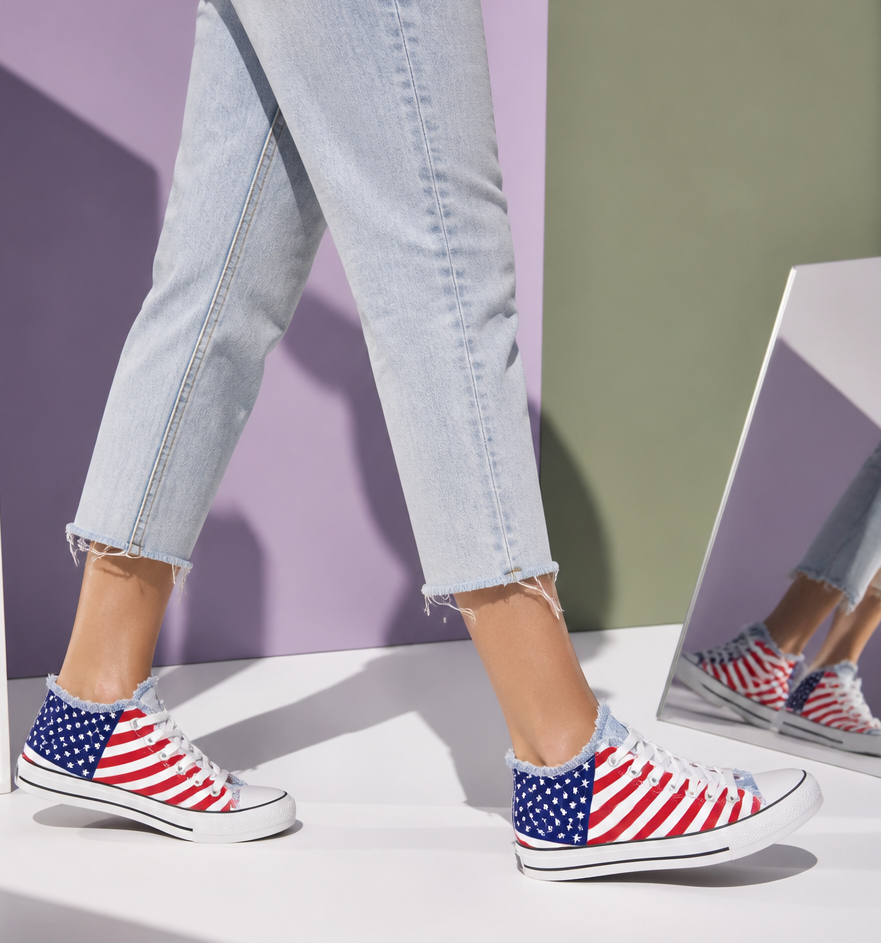 USA 250th Anniversary Ladies Canvas Sneakers –Americana Style, US sizes: 5 -10.5