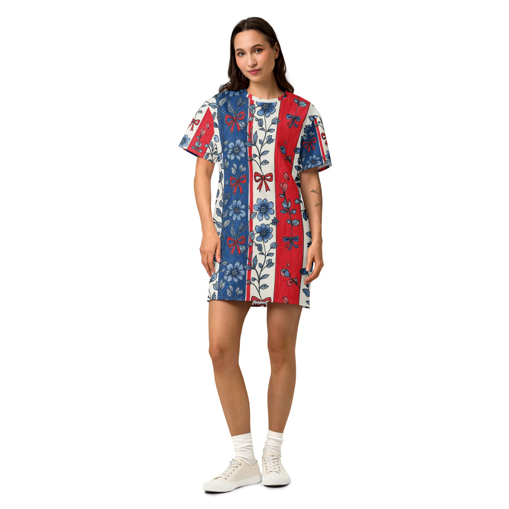 Americana's 250th Red, White & Blue Cotton T-shirt Dress, all sizes:  2XS - 6XL