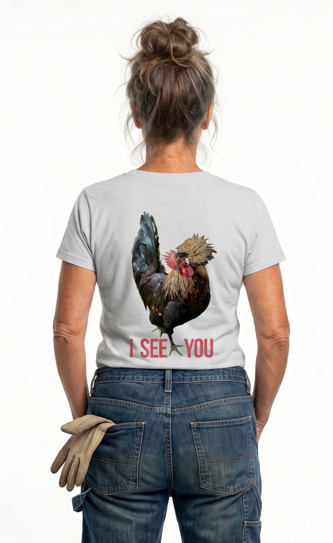 Rooster: "I SEE YOU" Unisex Cotton V-Neck Tee, sizes XS - 3XL