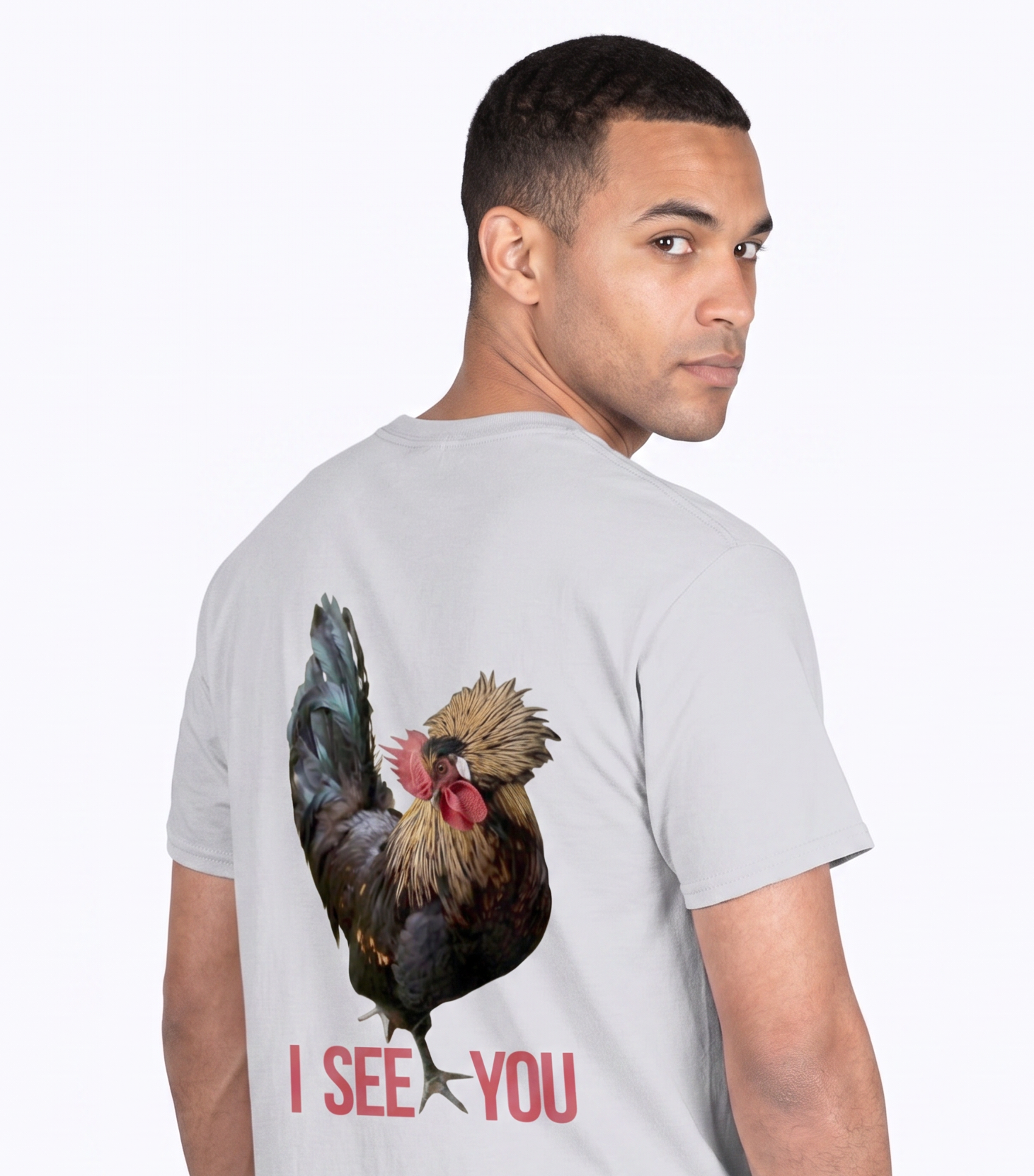Rooster: "I SEE YOU" Unisex Cotton V-Neck Tee, sizes XS - 3XL
