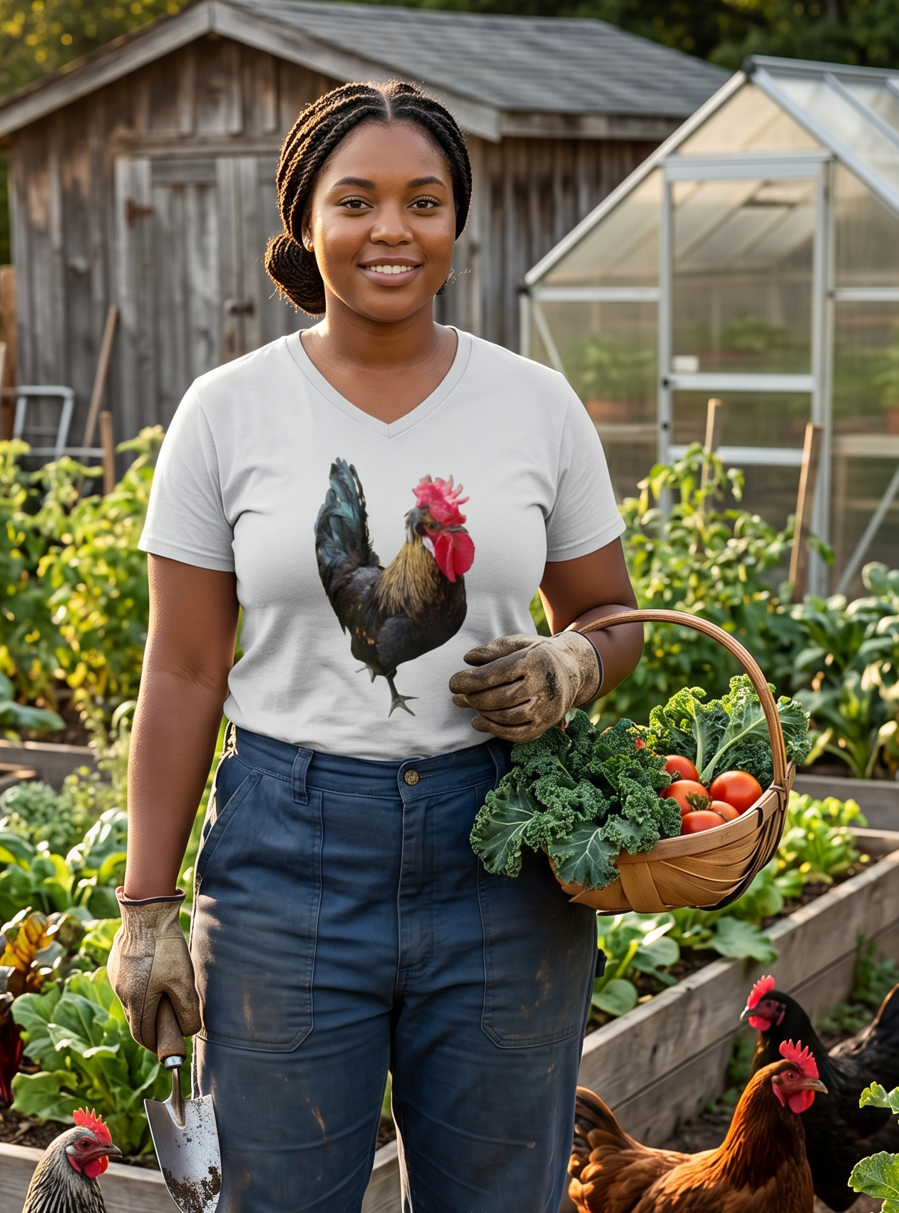 Rooster: "I SEE YOU" Unisex Cotton V-Neck Tee, sizes XS - 3XL